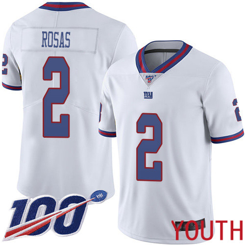 Youth New York Giants 2 Aldrick Rosas Limited White Rush Vapor Untouchable 100th Season Football NFL Jersey